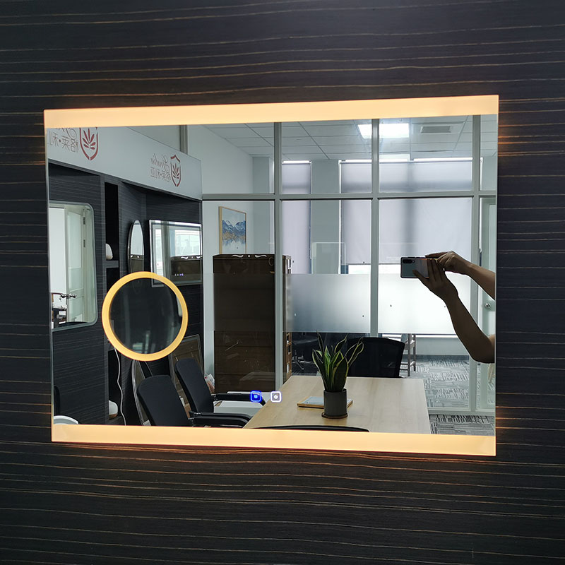 Rectangle Led Bathroom Mirror With Acrylic Edge And Magnify