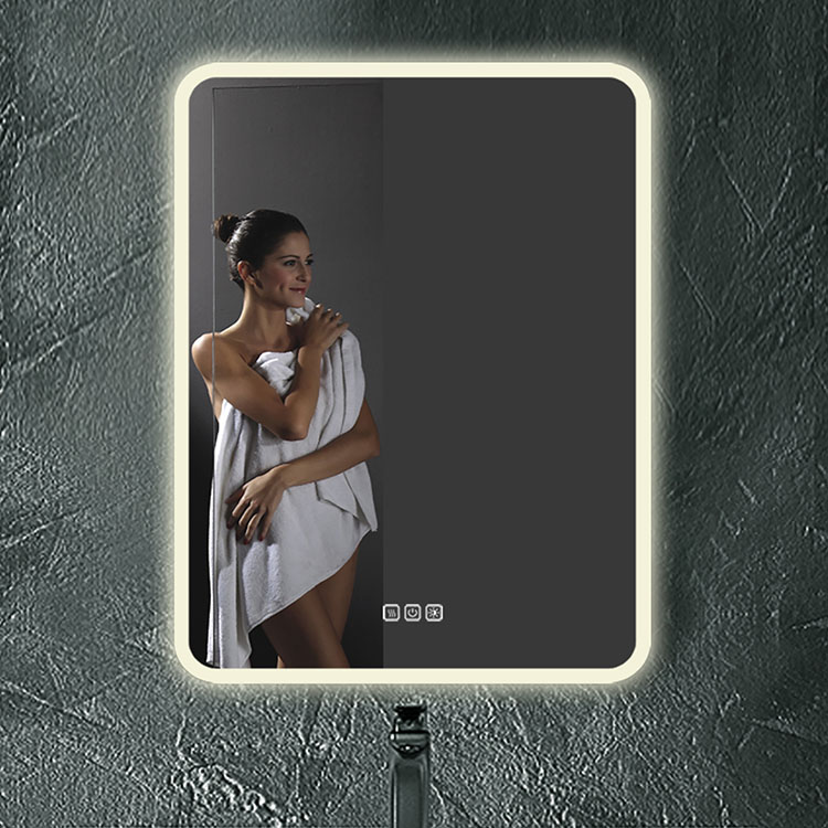 Suorakulmion LED-kylpyhuoneen peili, jossa on monitoiminnot - 2 