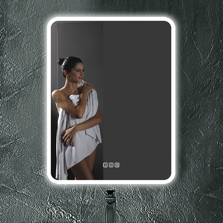 Suorakulmion LED-kylpyhuoneen peili, jossa on monitoiminnot - 0