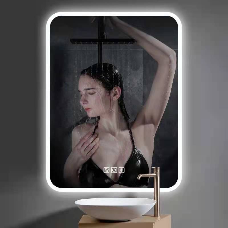 آینه مستطیلی ال ای دی حمام با سوئیچ سه لمسی