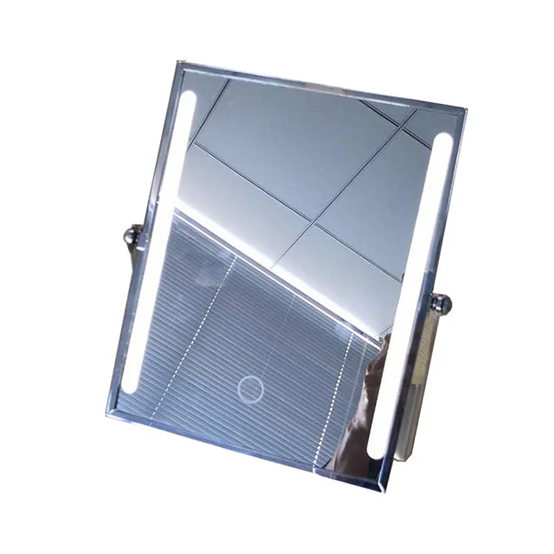 Miroir de maquillage LED rectangulaire avec cadre en métal