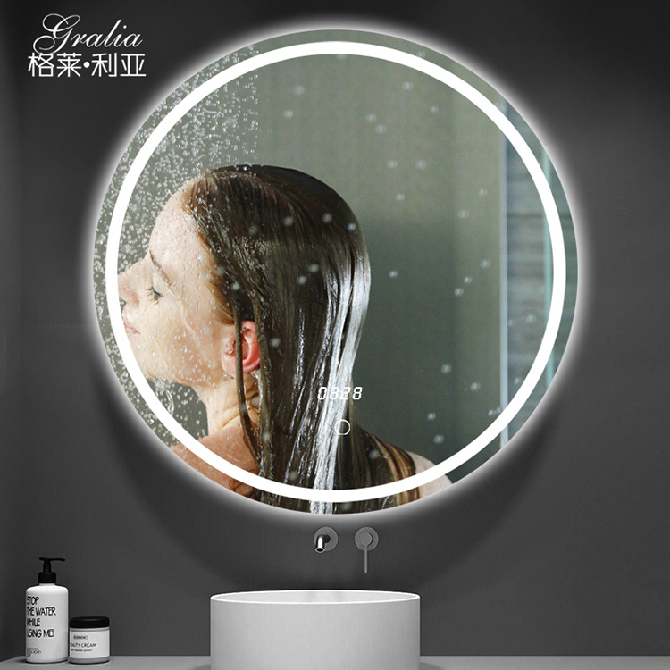 Round LED Bathroom Mirror With Aluminum Frame