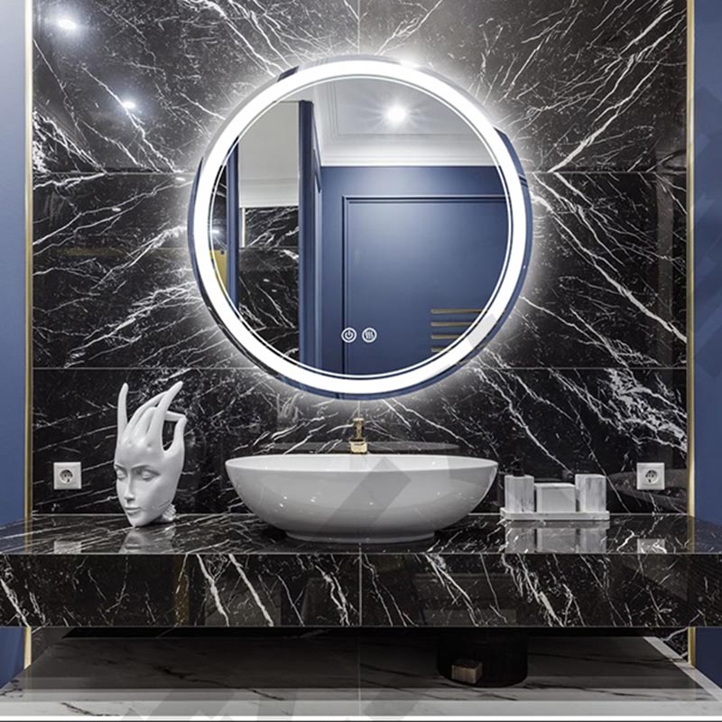 Округло ЛЕД огледало за купатило са позадинским осветљењем и предњим делом - 2 