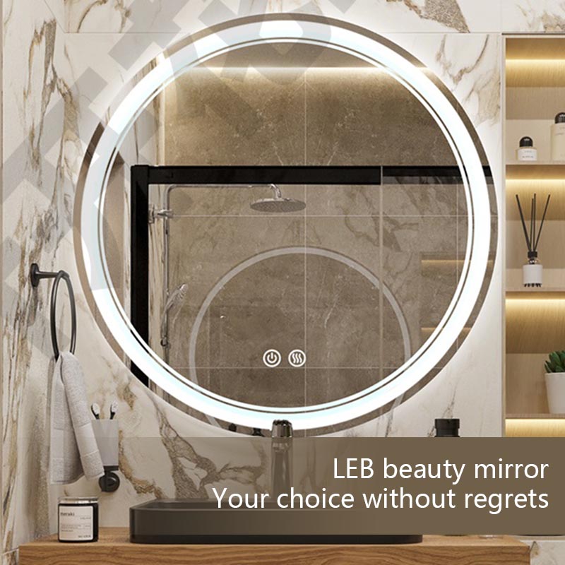 Округло ЛЕД огледало за купатило са позадинским осветљењем и предњим делом - 3