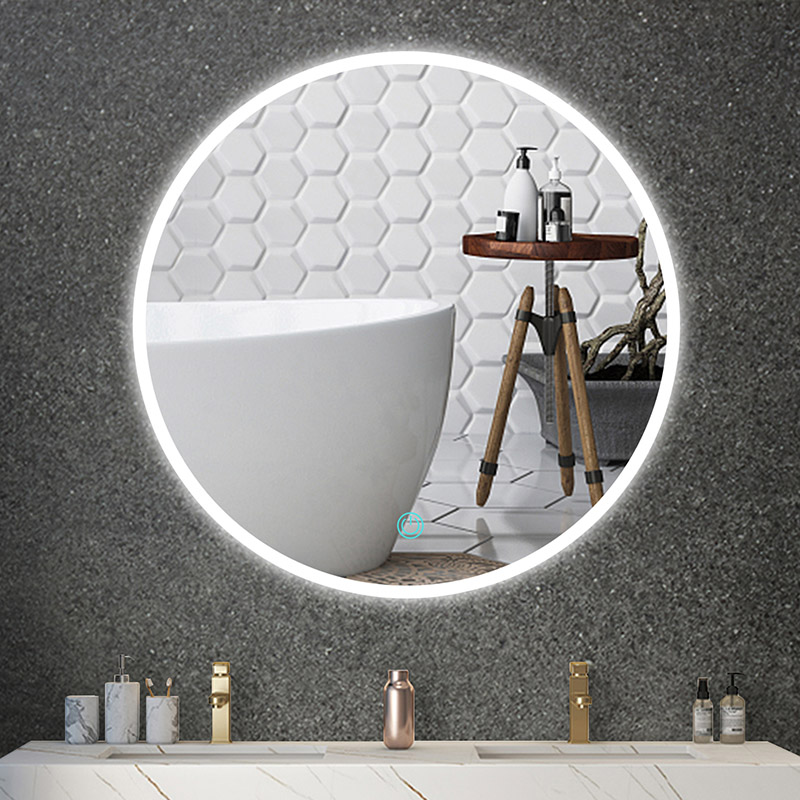 Cermin Kamar Mandi LED Bulat Dengan Satu Sentuhan