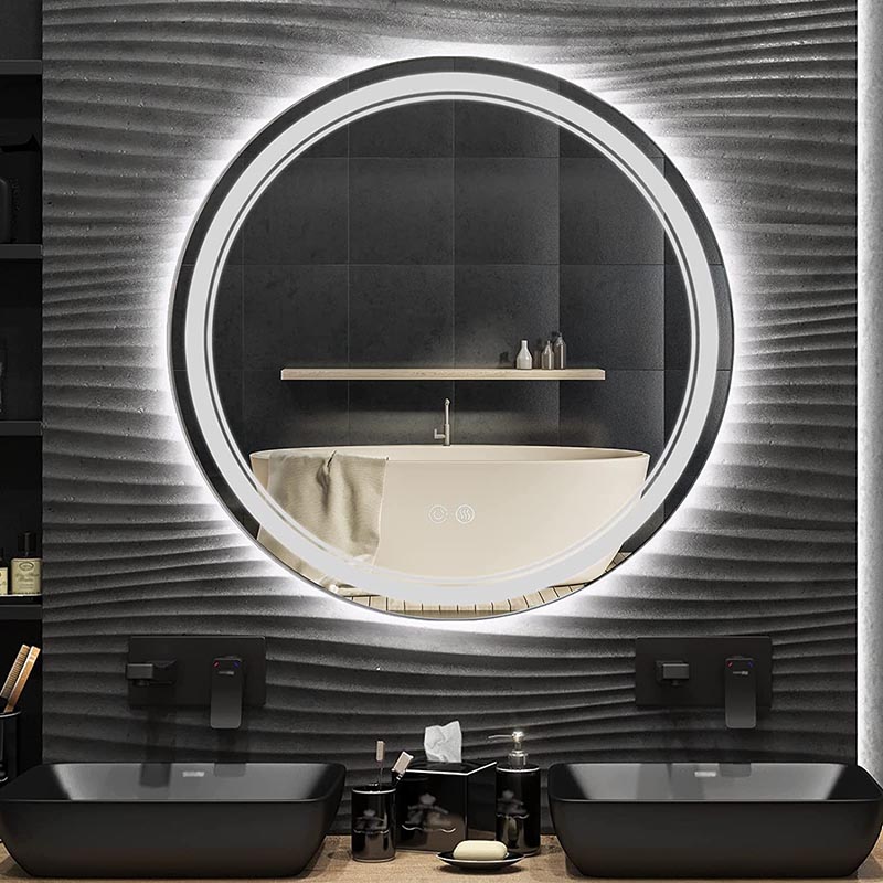 Ümmargune LED-vannitoa peegel kahe puutelülitiga - 1 