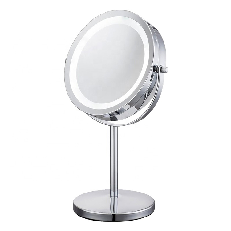 Округло ЛЕД огледало за шминкање са металним оквиром - 1 