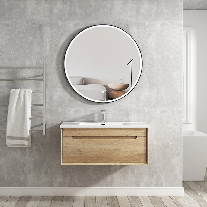 Округло ЛЕД огледало за купатило са урамљеним зидом