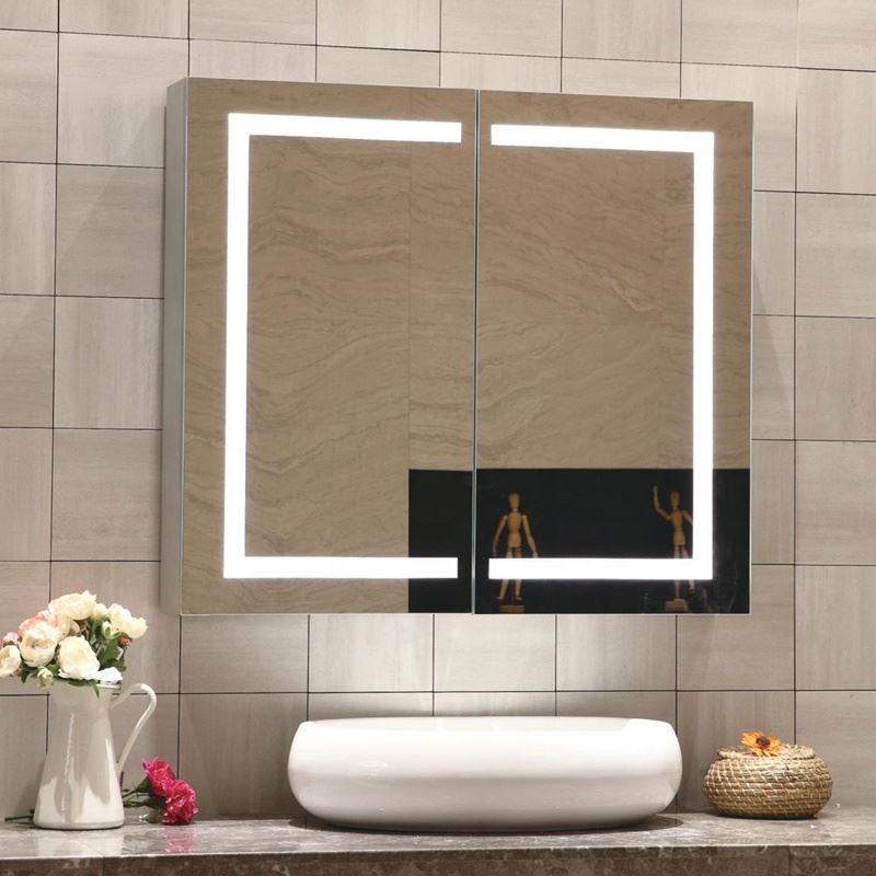 Wall Mounted LED Mirror Cabinet with Two Mirror Doors - 1 