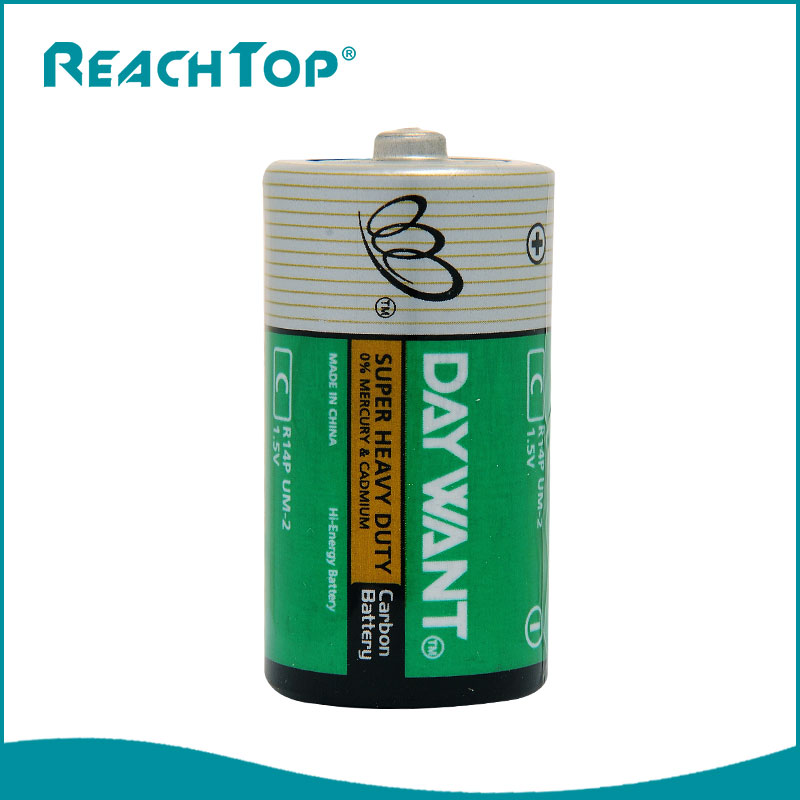 Taille C Heavy Duty Zn-MnOâ Zinc Dry Battery R14P Gaine PVC Extra High Power