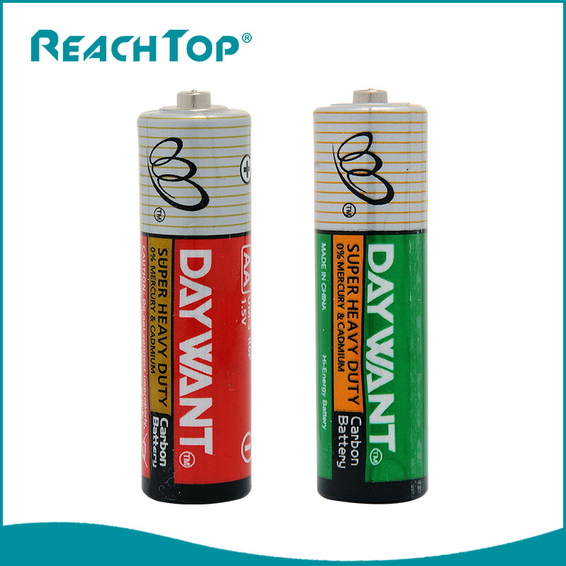 AA Heavy Duty Zn-MnOâ Zinc Dry Battery R6P Gaine PVC Extra High Power