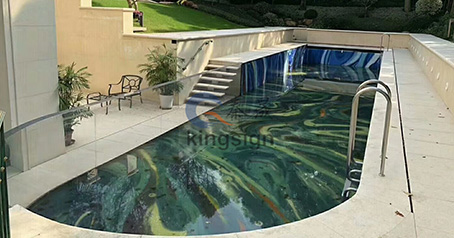 Projek kolam renang akrilik melengkung dan panel dinding spa.