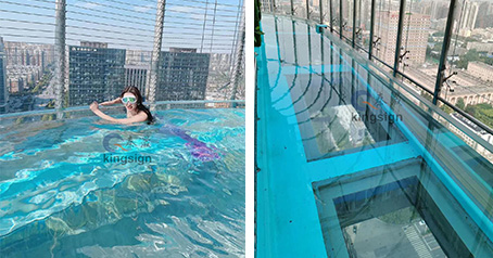 Projet de piscine acrylique d'hôtel.