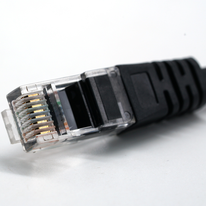 RJ45 8PIN cabeza transparente 24 / 26AWG cable de red Ethernet negro Cable LAN arnés de cables eléctricos