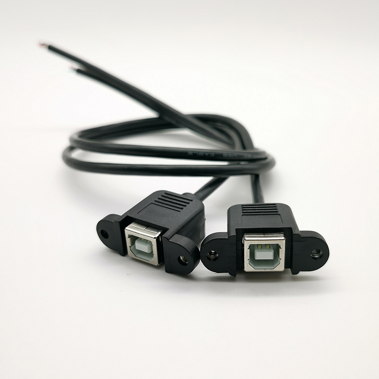 Cable USB hembra montado en panel