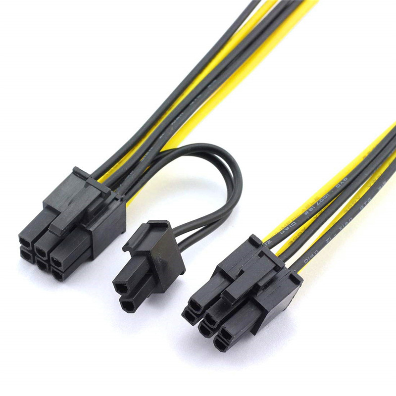 PCIe 6 pin Male kanggo 8 (6 2) pin Male Kabel