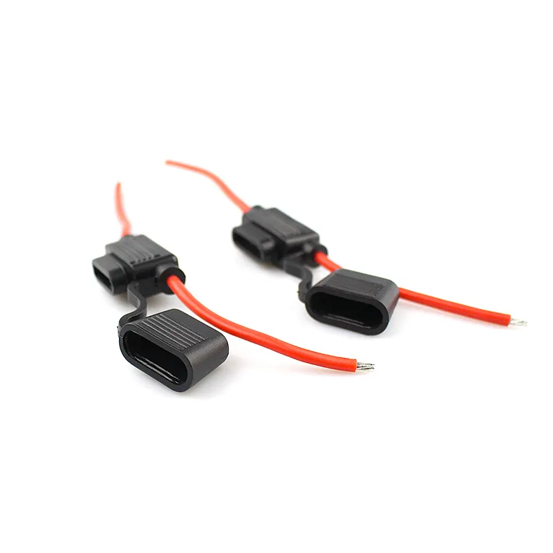 Red Wire Auto Blade Fuse Cable Holder TV Projector Fuse Connection Wire With Black Housing