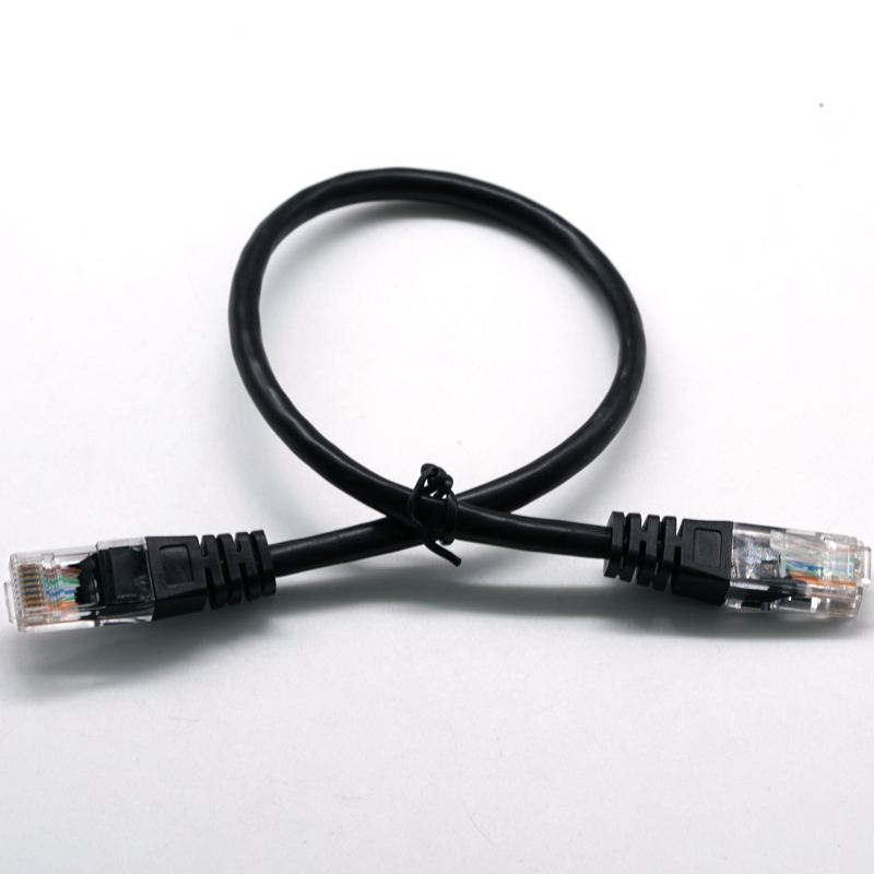 RJ45 8PIN átlátszó fej 24/26AWG fekete Ethernet hálózati kábel LAN kábel elektromos vezetékköteg