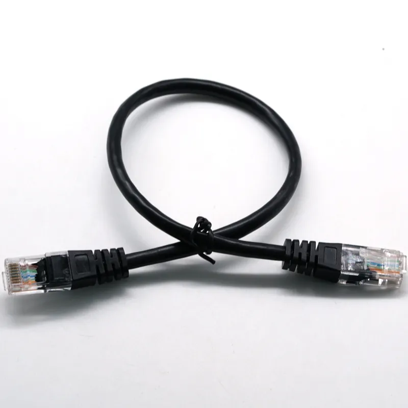 RJ45 8PIN رأس شفاف 24 / 26AWG كابل شبكة إيثرنت أسود كابل شبكة LAN كابل سلك كهربائي