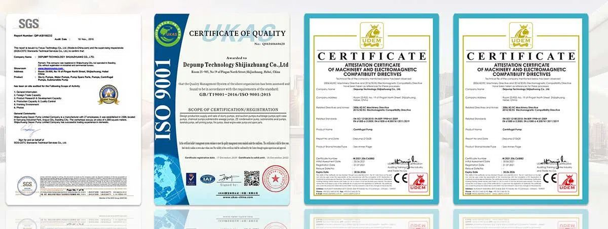 Deponpump Certificate