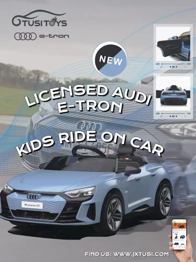 Az Audi RS E-Tron gyerekkocsija autón utazik