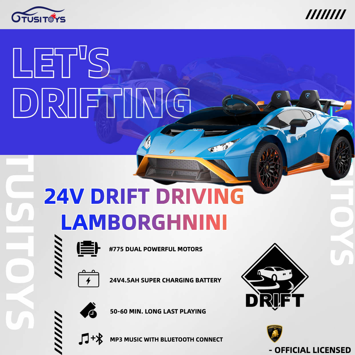 24V Drift Lamborghini lasten auto