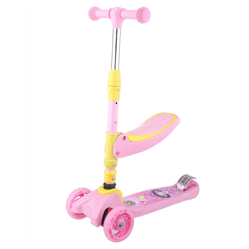 Scooters de rueda parpadeante ajustables para niños con asiento