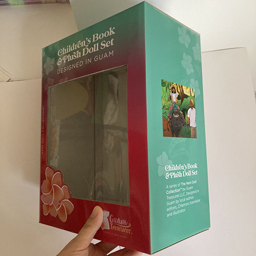 Stampa personalizzata di scatole per finestre per set di libri per bambini e bambole di peluche