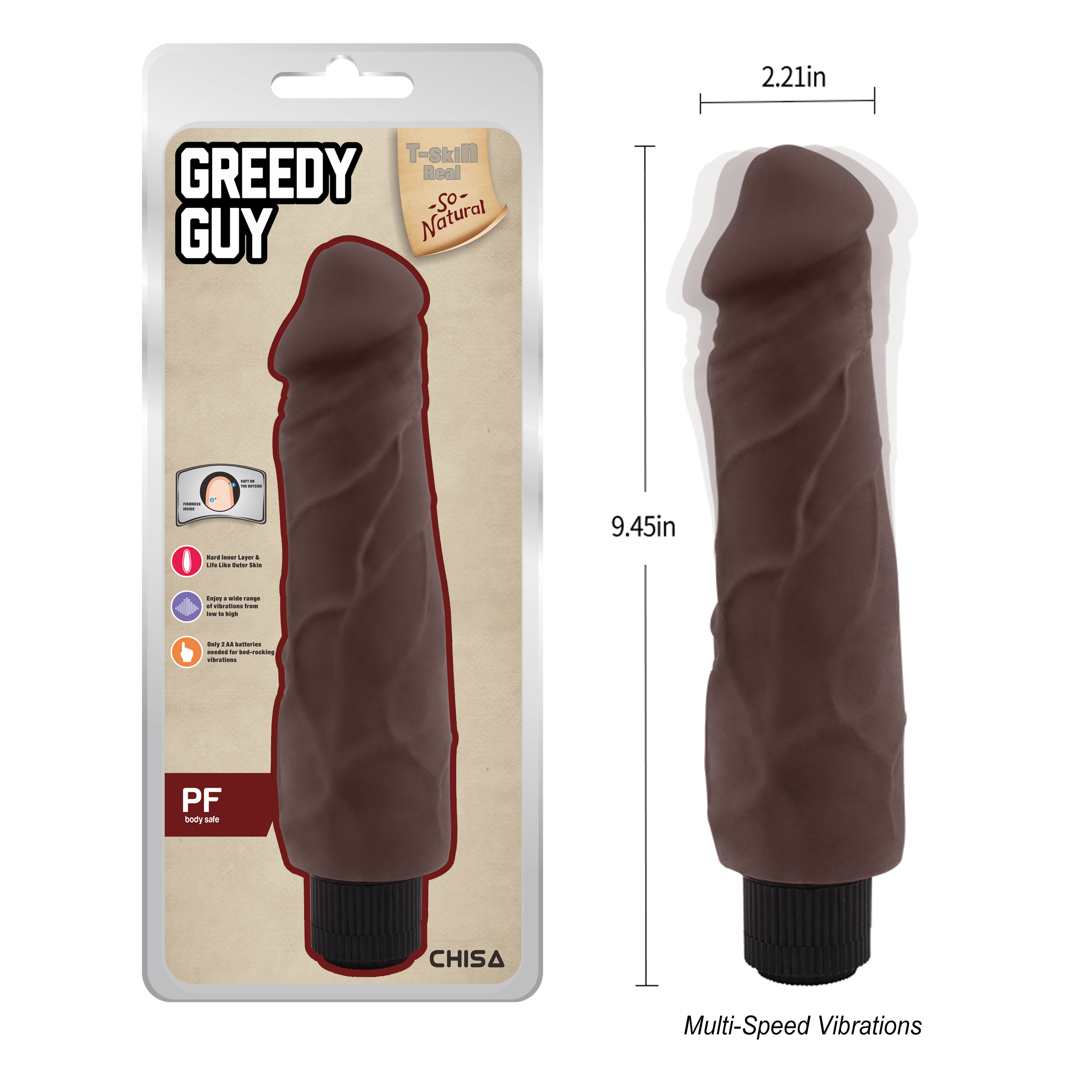 Greedy Guy-Brown Soft TPE Dual Density Realistic Dildo - 0 