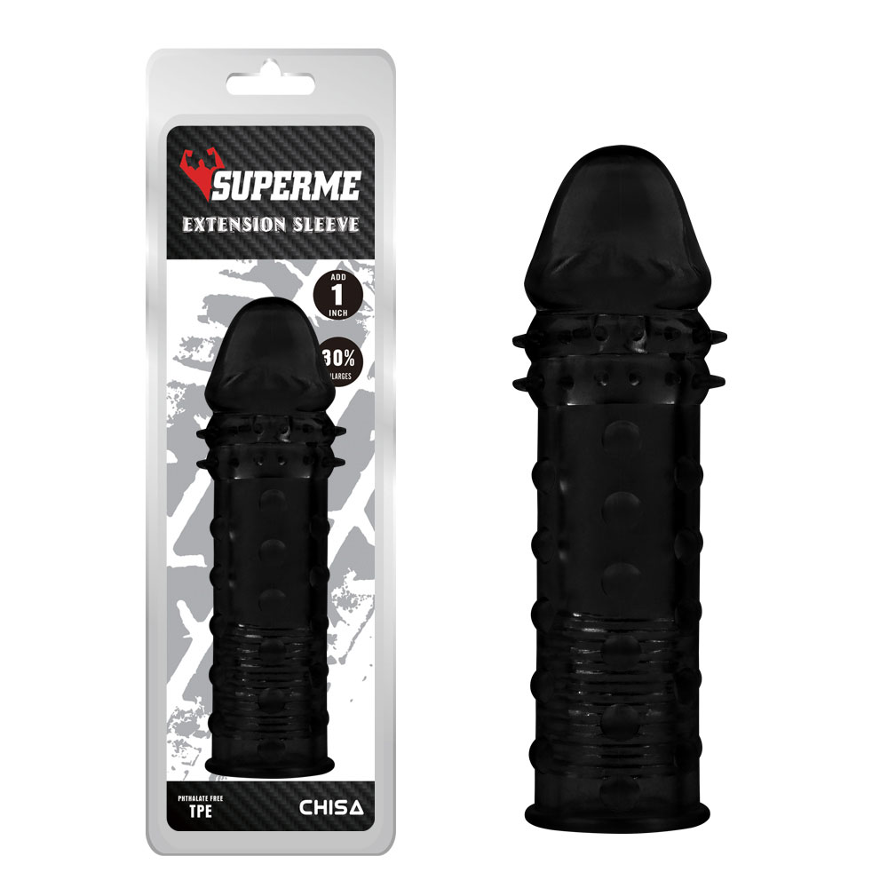 Extra Texture Sleeve-Black TPE Wearable Increasing Penis Sleeve