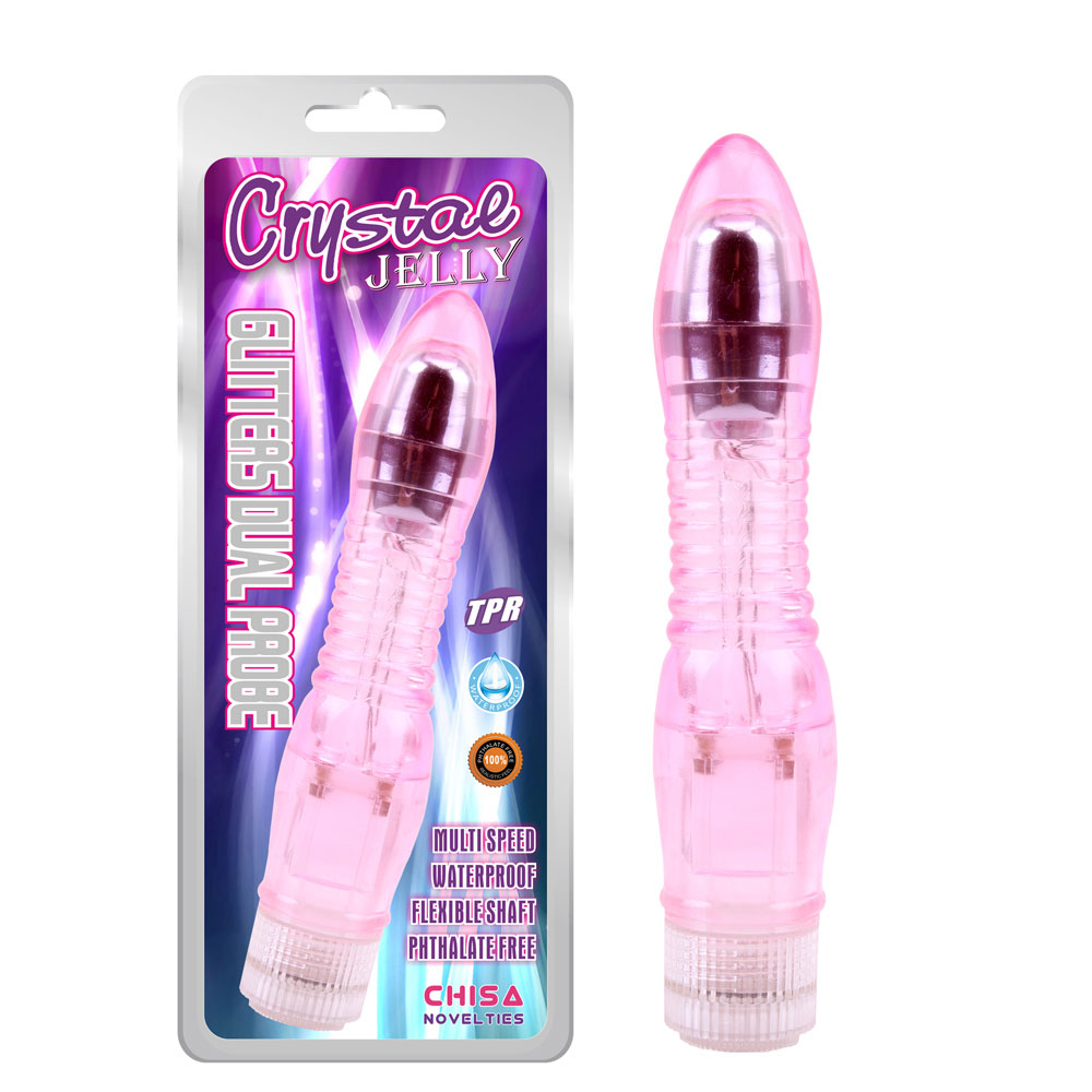 Vibrating realistic dildos Glitters Dual Probe-Pink