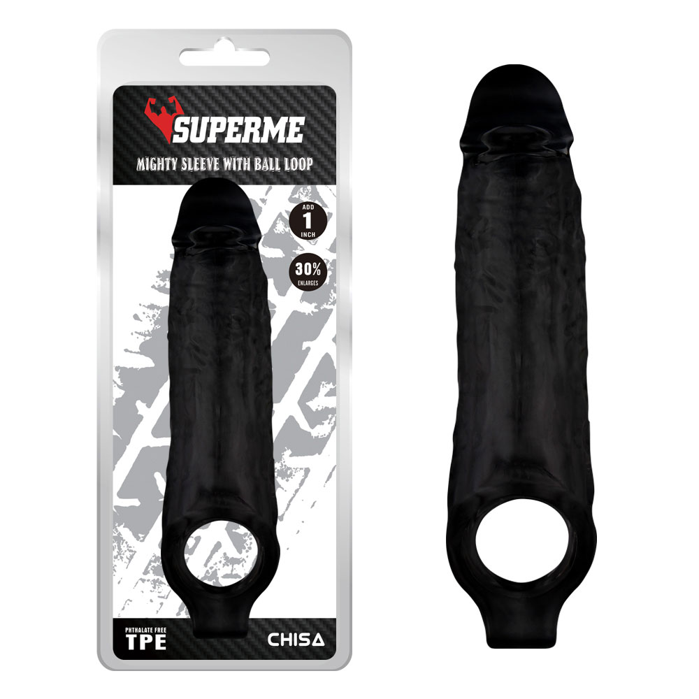 Mighty Loop Black TPE Wearable Increasing Penis Sleeve