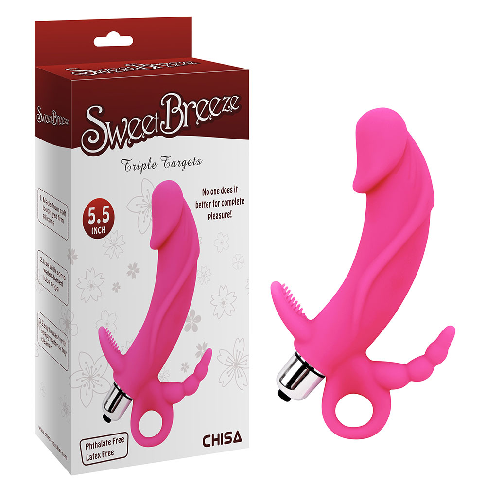 Triple Targets-Pink 7 Frequency Vibration Vaginal Dildos