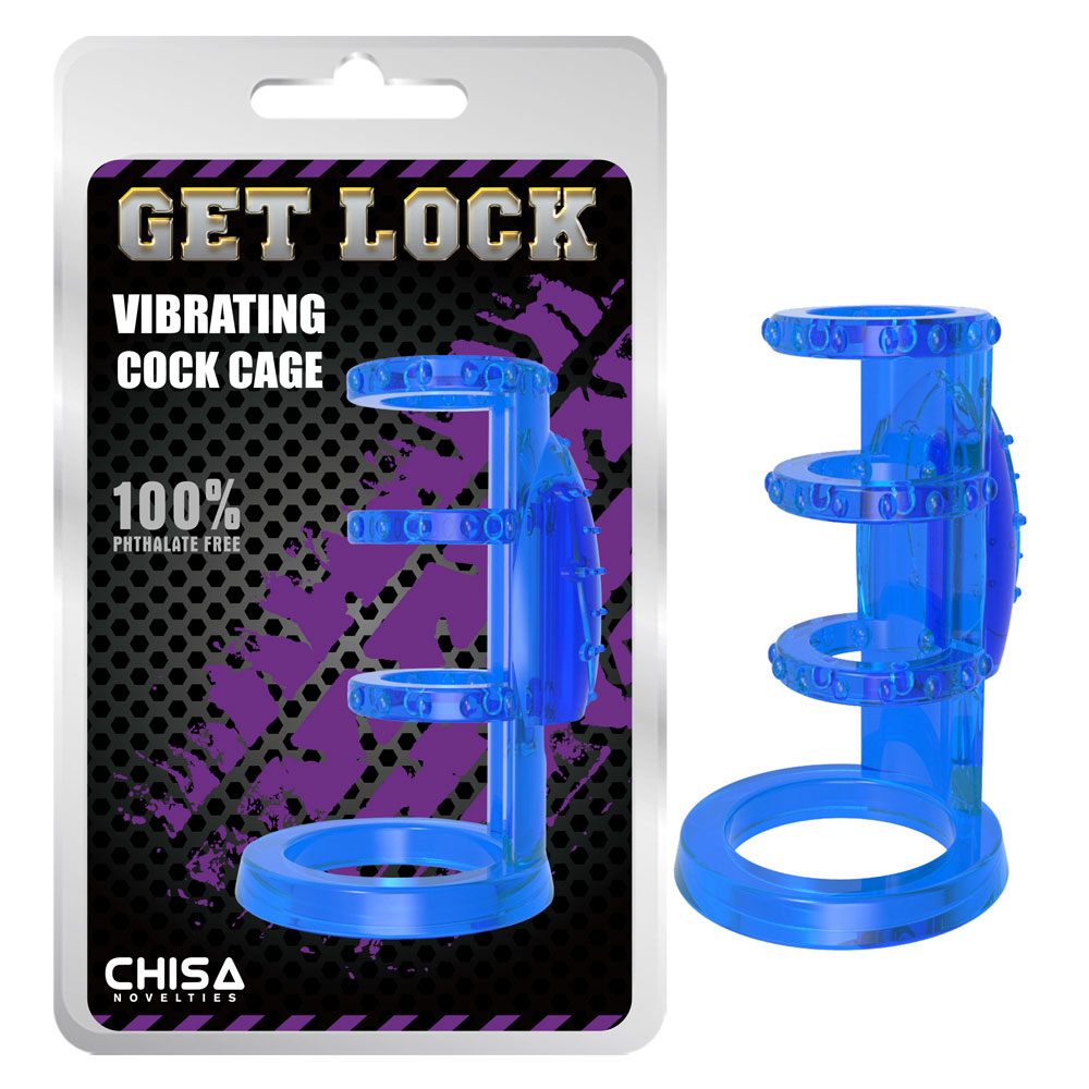 Vibrating Cock Cage-Blue - 0 