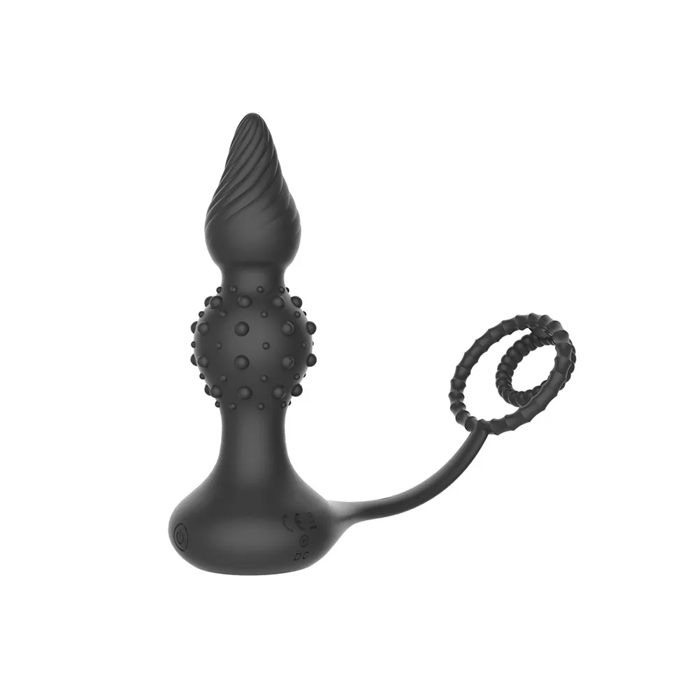 Dálkové duální vibrátory Silikonový anální kolík s kroužky na penis