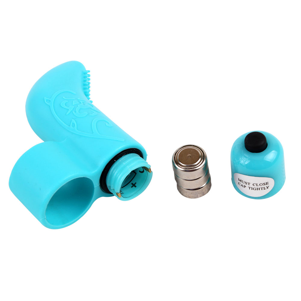Vibrador de dedo de silicona con 7 potentes funciones de vibración azul