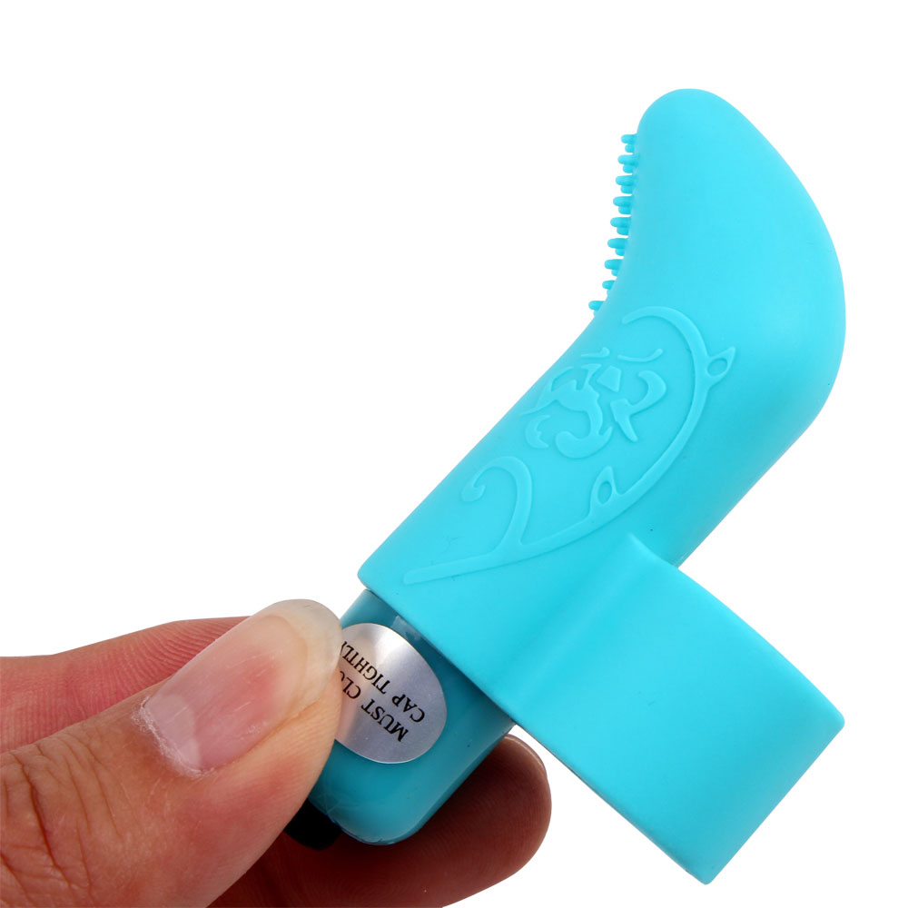 Silikonski prst Vibe s 7 zmogljivimi vibracijskimi funkcijami Modra