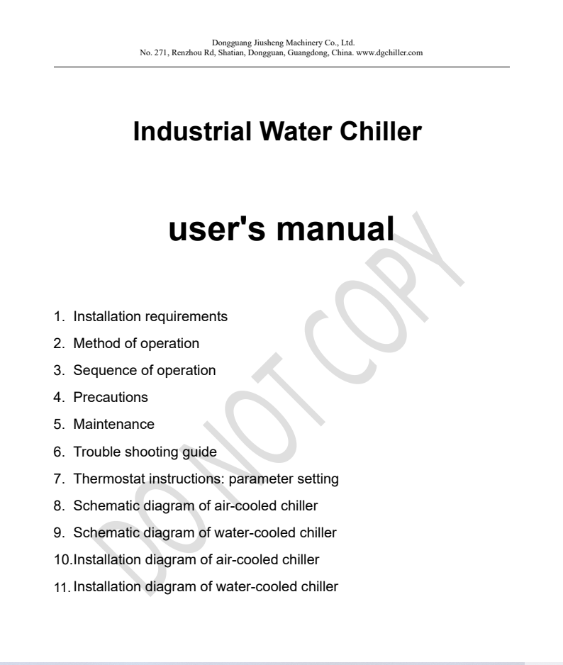 industrial chiller user's manual