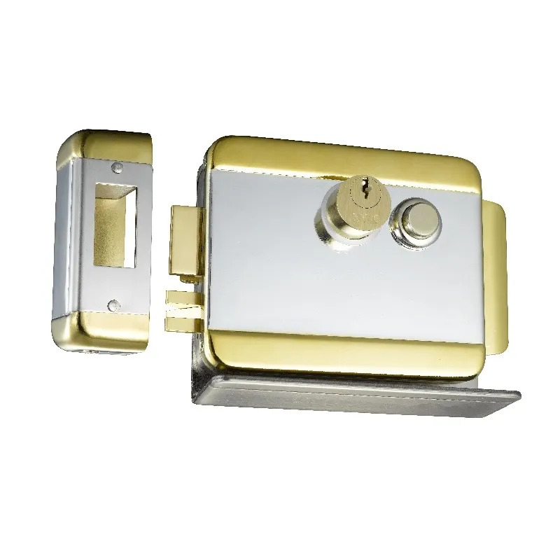 Security Lock Electric Rim Lock with Weatherproof Plate