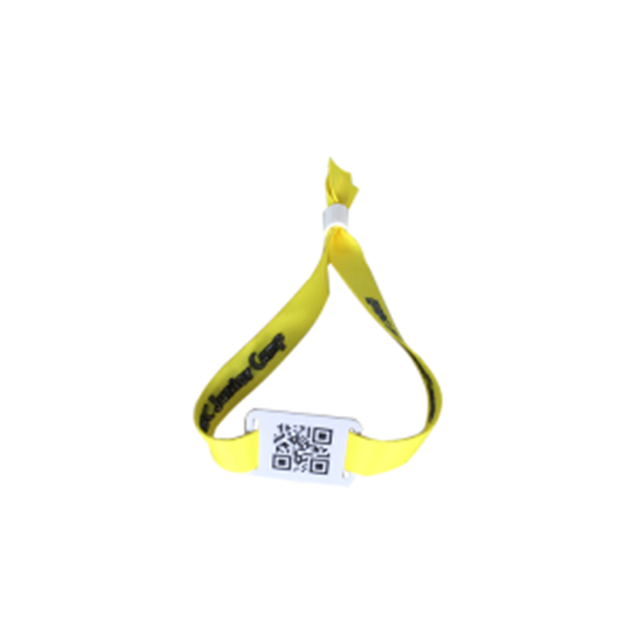 QR Code RFID Festival One Time Use Fabric Textile Woven Bracelet Wristband for party concert