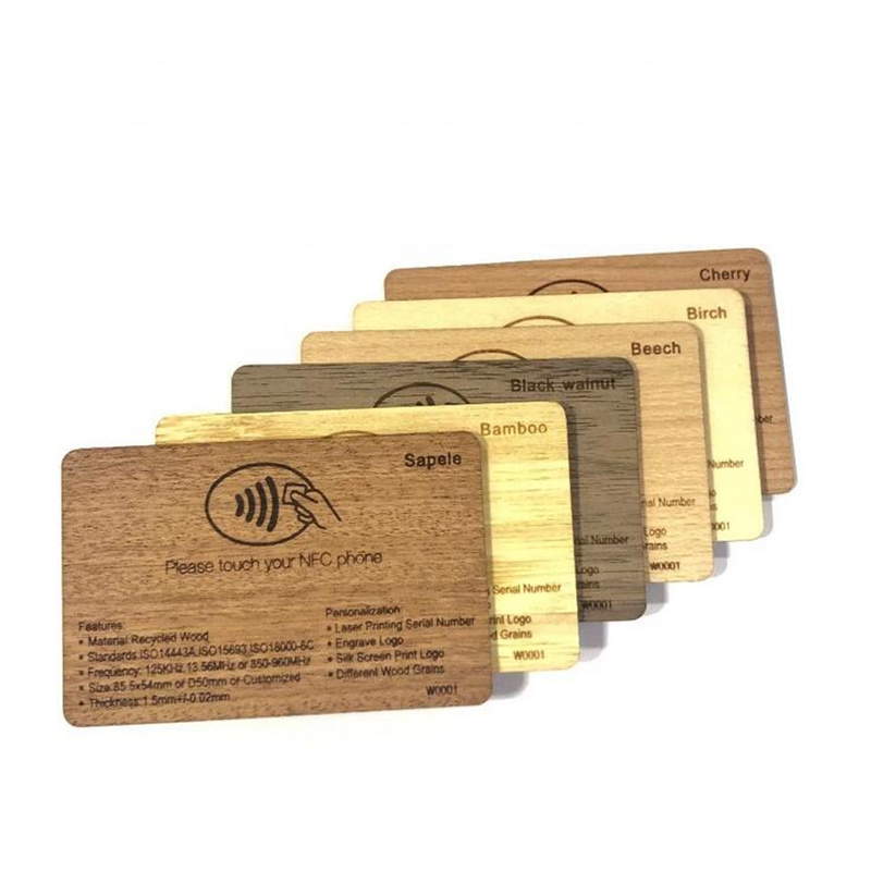 Κοινή χρήση κάρτας επωνυμίας Fasion Πληρωμή χωρίς μετρητά Εκτυπώσιμη Ξύλινη κάρτα NFC RFID