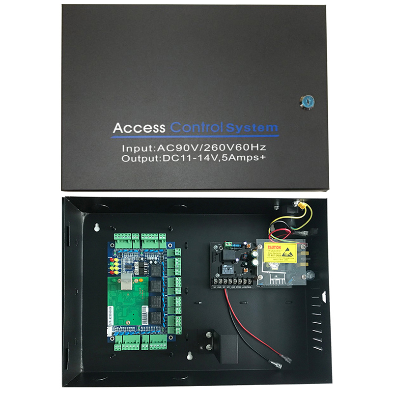 TCPIP Network Computer Based Four Doors Wiegand Access Control Board System with Access Power Supply Box