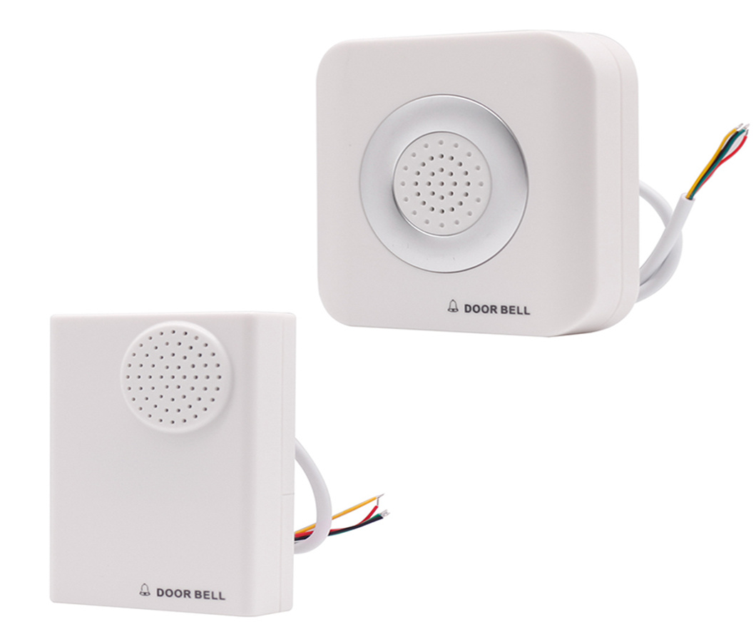 12VDC Wired Doorbell with 4 Wires White ABS Plastic Fireproof Doorbell Work with Access Control