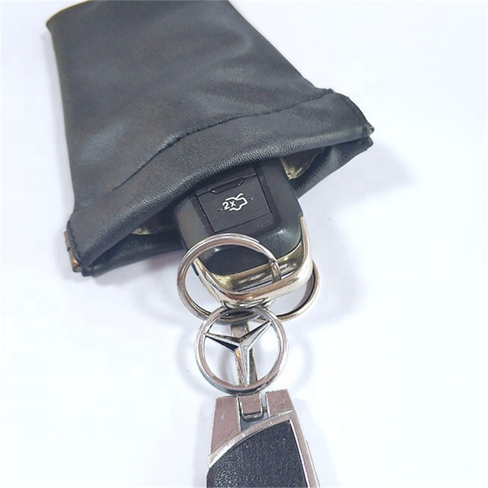 Γνήσιο δέρμα Premium με κλειδί αυτοκινήτου Faraday Τσάντα Rfid Signal Blocking Bag Pouch