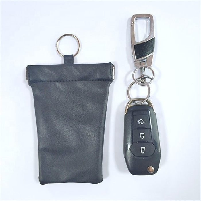Γνήσιο δέρμα Premium με κλειδί αυτοκινήτου Faraday Τσάντα Rfid Signal Blocking Bag Pouch