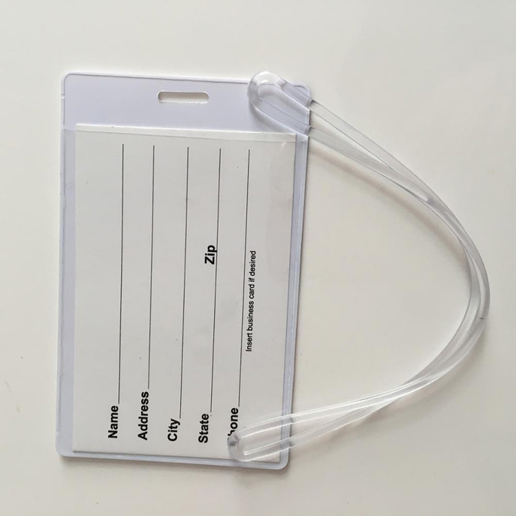 紙カードインサート付きプラスチックPVCクリアビニールウィンドウラゲッジタグ