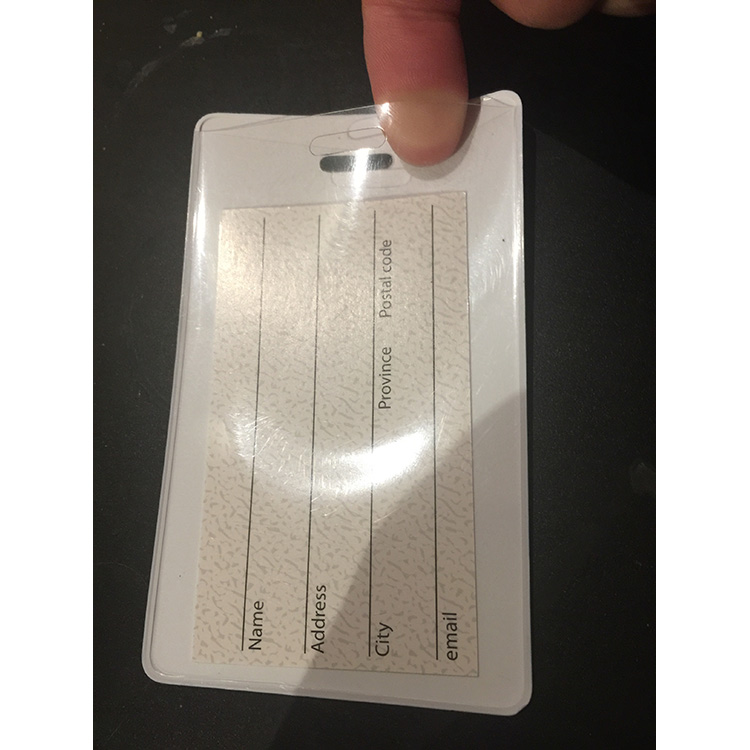 紙カードインサート付きプラスチックPVCクリアビニールウィンドウラゲッジタグ