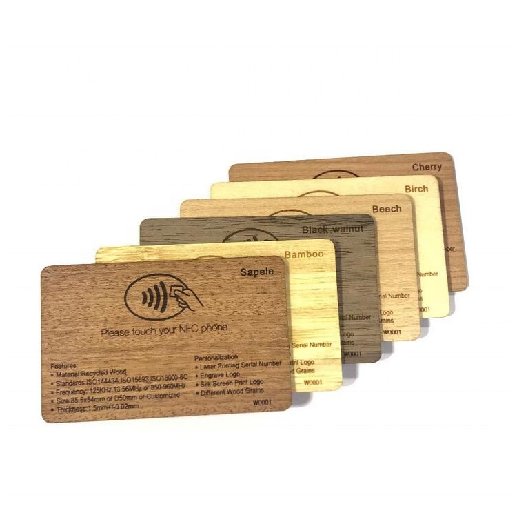 名刺共有ファションキャッシュレス決済印刷可能なNFCNTAG213 / 215/216木製RFIDカード