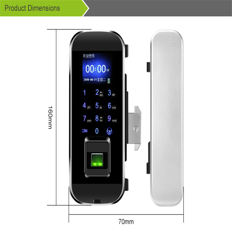 Έξυπνη ψηφιακή κλειδαριά δακτυλικών αποτυπωμάτων για συρόμενη γυάλινη κλειδαριά πόρτας