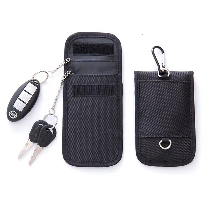 アンチスパイ携帯電話GPSRFIDシグナルブロッカーポーチケースバッグカラビナ付きハンドバッグ